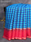 Pure soft silk saree blue shade and dual shade of pinkish orange with allover paalum pazhamum checked pattern and rettapet zari woven border