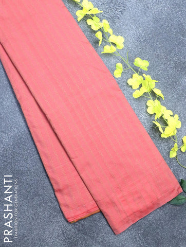 Arani semi silk saree red shade and dual shade of greenish red with allover copper zari weaves in borderless style