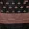 Banarasi cotton saree black with copper zari woven buttas and piping border