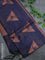 Banarasi cotton saree blue with copper zari woven buttas and piping border