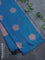 Banarasi cotton saree cs blue with copper zari woven geometric buttas and piping border