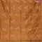 Banarasi cotton saree mustard yellow with copper zari woven buttas and piping border