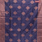 Banarasi cotton saree navy blue with copper zari woven buttas and piping border