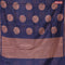 Banarasi cotton saree navy blue with copper zari woven buttas and piping border