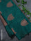 Banarasi cotton saree peacock green with copper zari woven buttas and piping border