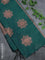 Banarasi cotton saree peacock green with copper zari woven buttas and piping border