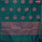 Banarasi cotton saree peacock green with copper zari woven buttas and piping border