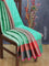 Banarasi kora saree teal green and red with allover zari weaves and zari woven annam border