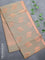 Banarasi semi cotton saree chikku shade with copper zari woven buttas and zari woven piping border