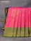 Banarasi semi crepe silk saree pink and green with allover zari weaves and zari woven border