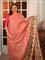 Banarasi tissue organza saree maroon shade with plain body and kalamkari printed border