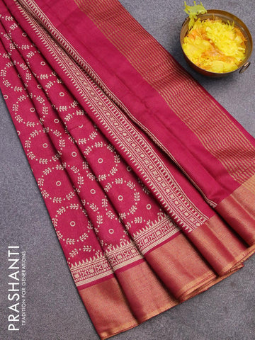 Bhagalpuri saree dark magenta with allover butta prints and zari woven border