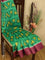 Bhagalpuri saree green and purple with allover ikat prints and simple zari border