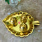 Gift Items, Brass Leaf Shaped Kumkum Box 3 Bowls Attached, Haldi Kumkum Box