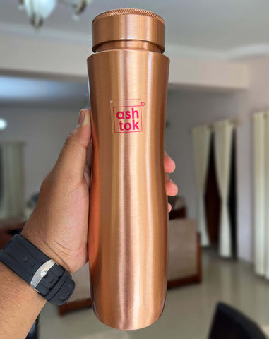 Copper Water Bottle, DrinkWare, Copper Water Bottle With Leak Proof Threaded Cap Matt Finish