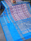 Pochampally silk saree blue shade and cs blue with allover ikat weaves and zari woven border