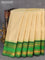 Pure gadwal silk saree beige and bottle green with allover zari checked pattern and temple design zari woven border