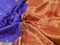 Pure gadwal silk saree blue and red with allover zari woven buttas and long zari woven border