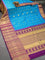 Pure gadwal silk saree light bluer and deep purple with zari woven buttas and temple design long annam zari woven border