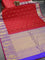 Pure gadwal silk saree red and blue with zari woven buttas and annam zari woven border