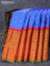 Pure gadwal silk saree royal blue and orange with allover zari woven foral buttas and long rich floral zari woven border