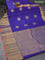 Pure kanjivaram silk saree blue and orange with zari woven buttas and long zari woven border