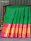 Pure kanjivaram silk saree green and pink with allover self emboss and long rich zari woven annam border