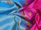 Pure kanjivaram silk saree magenta pink and cs blue with zari woven box type buttas and zari woven border