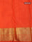 Pure kanjivaram silk saree orange with allover small zari checks & paisley buttas and zari woven border