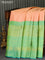 Pure kanjivaram silk saree peach shade and teal blue shade with allover zari woven buttas and long rich zari woven border