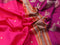 Pure kanjivaram silk saree pink and purple with thread woven buttas and long thread woven border zero zari