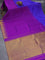 Pure kanjivaram silk saree purple and blue with plain body and temple design zari woven rising border