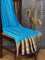 Pure mysore silk saree light blue and blue with plain body and long zari woven border