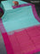 Pure soft silk saree light blue and pink with allover small zari checked pattern and simple border