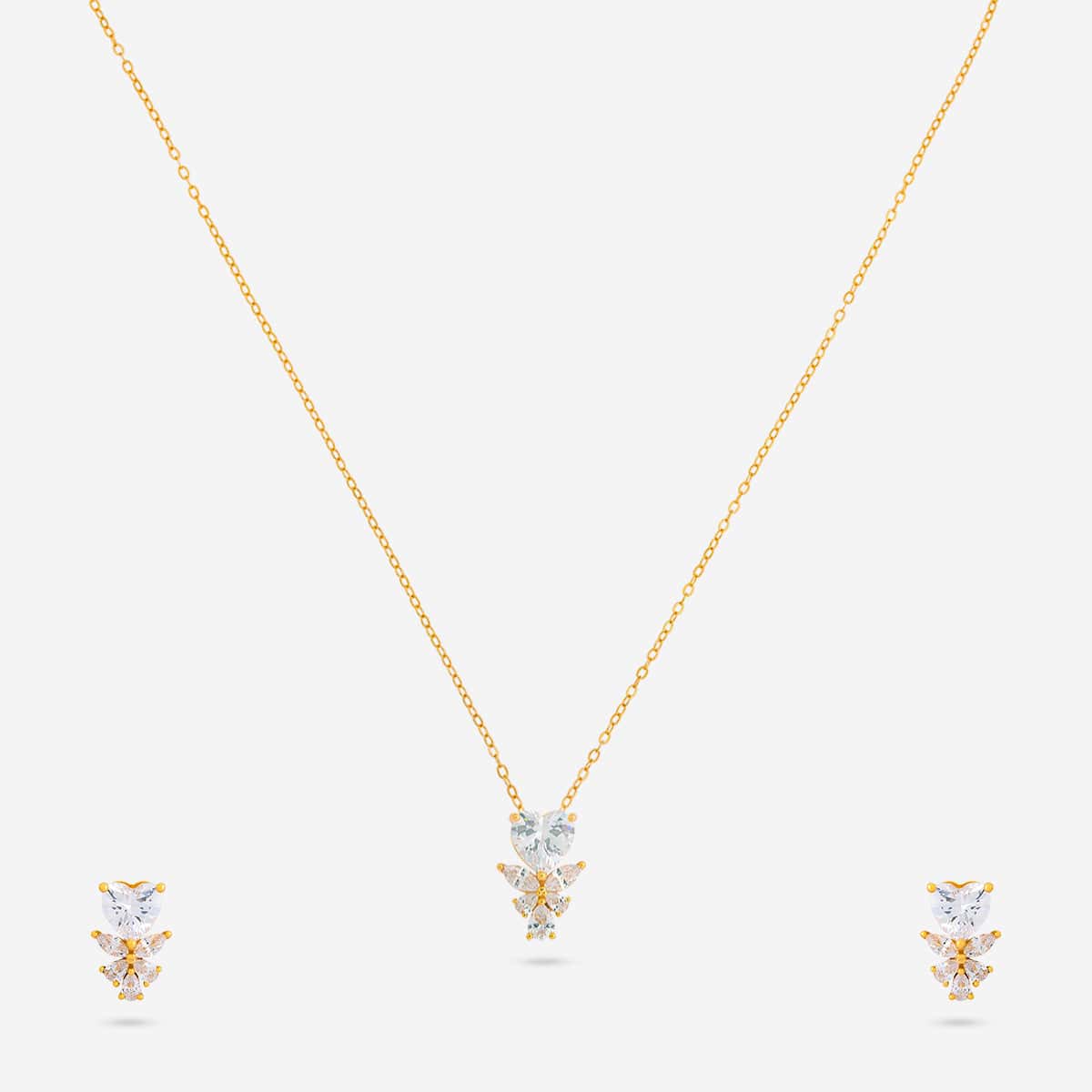92.5 Silver Pendant with Chain and Earring Set 194795