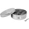 Stainless Steel Masala Box/Dabba With Lid, Spoon, And 7 Cup Bowls.