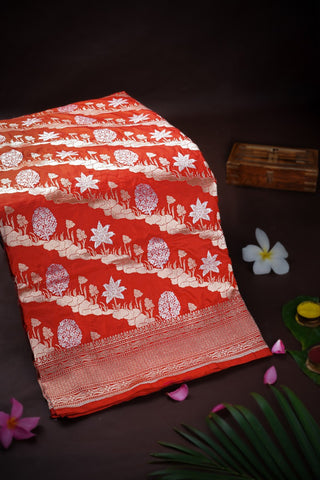 Banarasi Silk Brick Red Saree