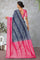 NAVY BLUE and DARK PINK FLORAL JAAL SOFT SILK Saree with FANCY