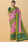 PURPLE and DARK GREEN IKKAT PRINT SILK Saree with BANARASI FANCY