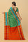 TEAL and RUST BUTTIS SILK Saree with BANARASI FANCY