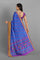 ROYAL BLUE and MULTI IKKAT PRINT SILK Saree with IKAT