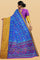 ROYAL BLUE and MULTI IKKAT PRINT SILK Saree with IKAT