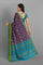 LIGHT PURPLE and TEAL IKKAT PRINT SILK Saree with IKAT