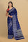 NAVY BLUE and SILVER FLORALS CHINIYA SILK Saree with BANARASI