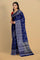 NAVY BLUE and SILVER FLORALS CHINIYA SILK Saree with BANARASI