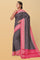 NAVY BLUE and MAGENTA JAAL KATHAN SILK Saree with BANARASI FANCY