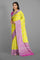 YELLOW and MAGENTA FLORAL JAAL CHIFFON Saree with BANARASI FANCY