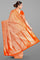 ORANGE and SILVER CHECKS AND BUTTIS SILK Saree with BANARASI FANCY