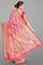 LIGHT PINK and GOLD FLORAL JAAL SILK Saree with BANARASI