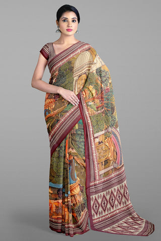 MULTI and MAROON DESIGNER SILK Saree with FANCY